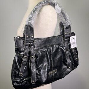 Y2K Style XOXO Black Faux Leather Satchel Shoulder Bag Purse NWT Sleek Chic